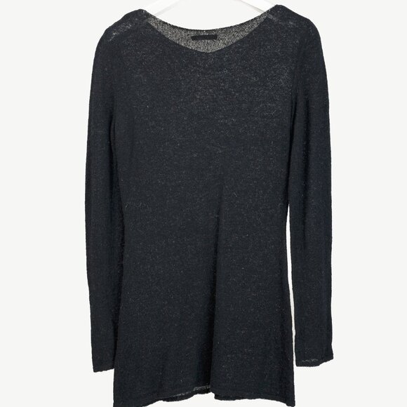 Sarah Pacini Wide Neckline Black Long-Sleeve Wool Sweater - Picture 2 of 6